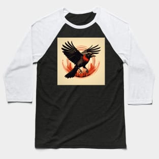 Black bird red logo graphic Baseball T-Shirt